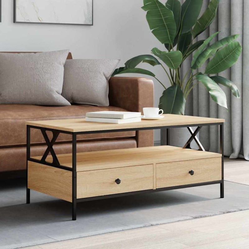 Table basse chêne sonoma 100x51x45 cm bois d'ingénierie 581638581638