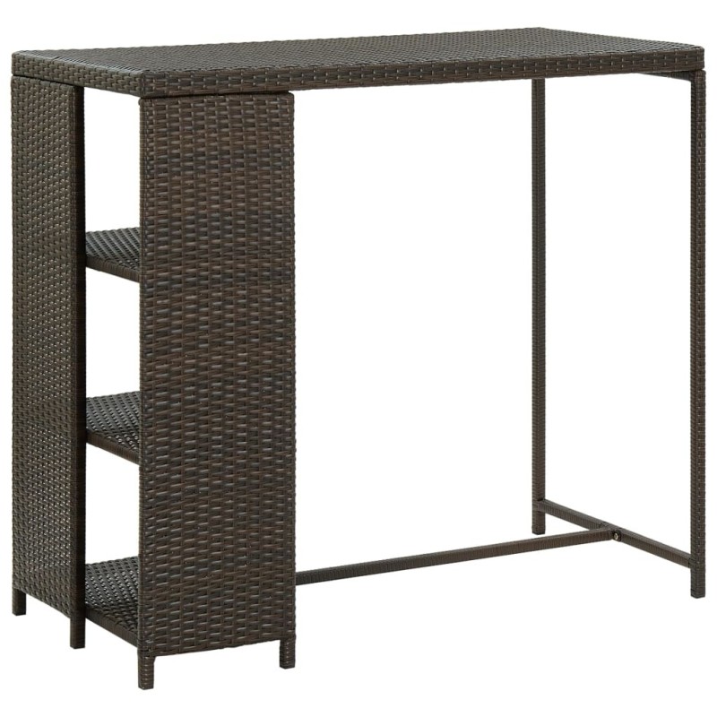 Table de bar avec rangement Marron 120x60x110 cm Résine tressée 581649581649