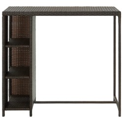 Table de bar avec rangement Marron 120x60x110 cm Résine tressée 581649581649