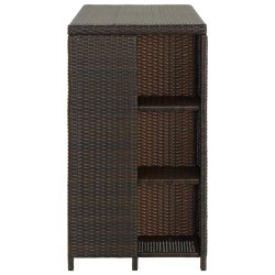 Table de bar avec rangement Marron 120x60x110 cm Résine tressée 581649581649