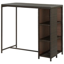 Table de bar avec rangement Marron 120x60x110 cm Résine tressée 581649581649