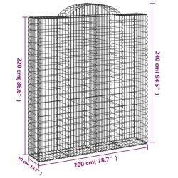 Paniers à gabions arqués 4 pcs 200x50x220/240 cm Fer galvanisé 581650581650