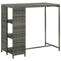 Table de bar avec rangement Gris 120x60x110 cm Résine tressée 581651581651