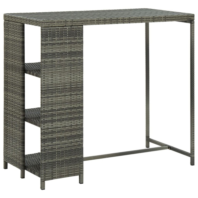 Table de bar avec rangement Gris 120x60x110 cm Résine tressée 581651581651