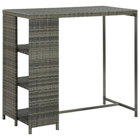 Table de bar avec rangement Gris 120x60x110 cm Résine tressée 581651581651
