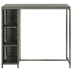 Table de bar avec rangement Gris 120x60x110 cm Résine tressée 581651581651