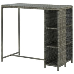 Table de bar avec rangement Gris 120x60x110 cm Résine tressée 581651581651