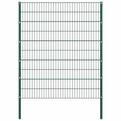 Panneau de clôture avec poteaux en fer 349 x 200 cm Vert 581653581653