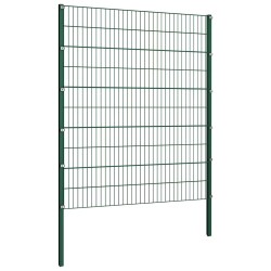 Panneau de clôture avec poteaux en fer 349 x 200 cm Vert 581653581653