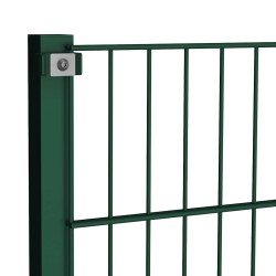 Panneau de clôture avec poteaux en fer 349 x 200 cm Vert 581653581653