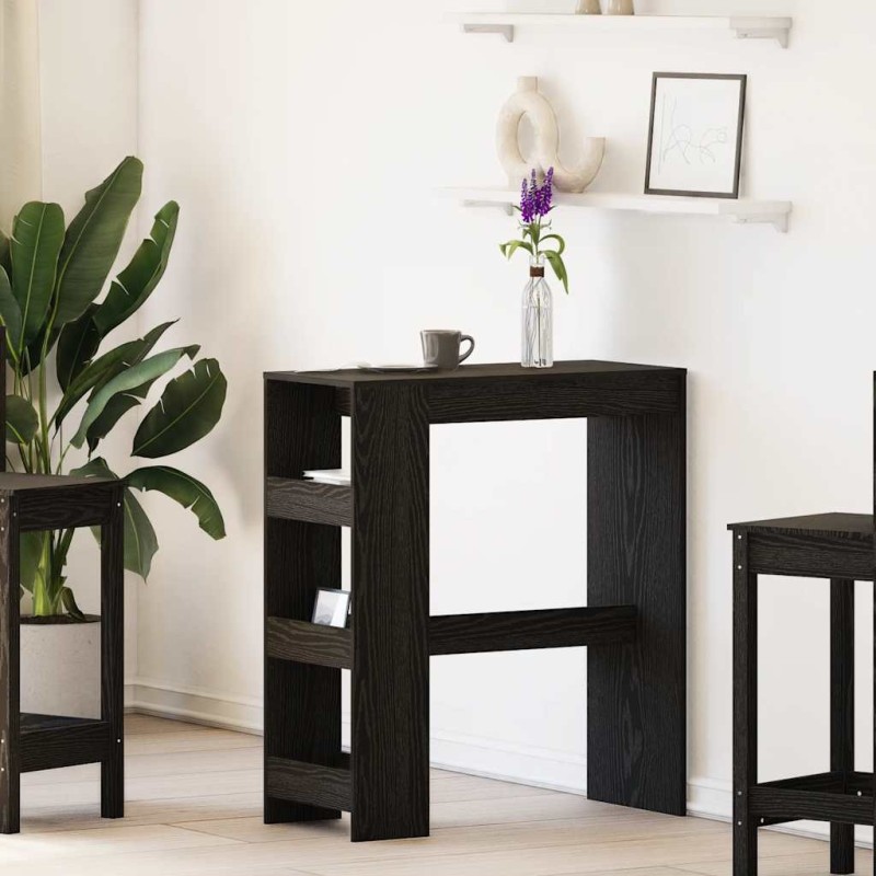 Table de bar avec étagères en chêne noir 90x40x103,5 cm bois d'ingénierie 581675581675