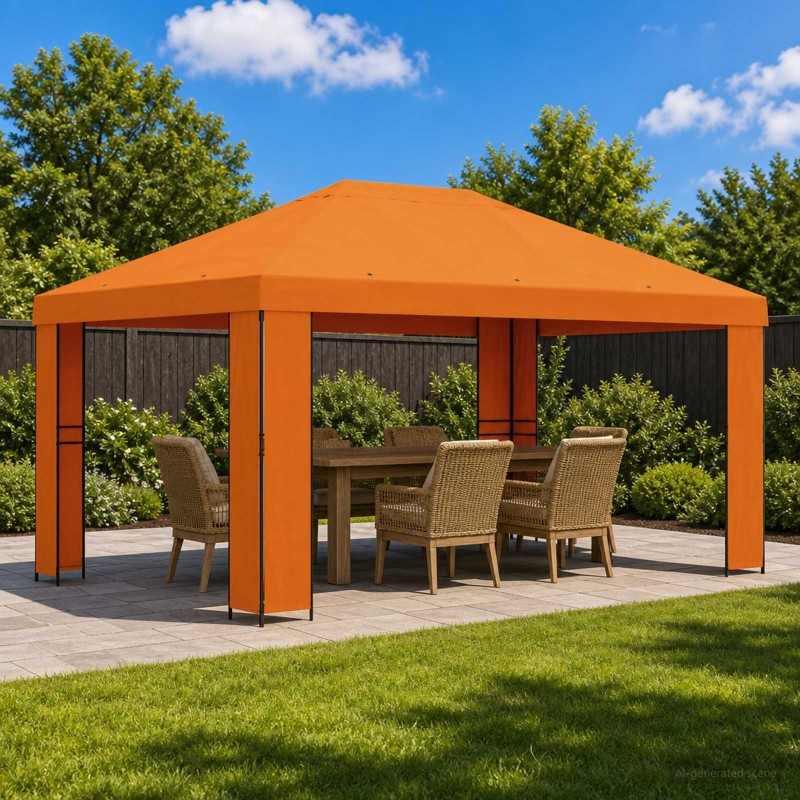 Pavillon 4 × 3 m Orange Polyester et Acier 190 gsm 581677581677