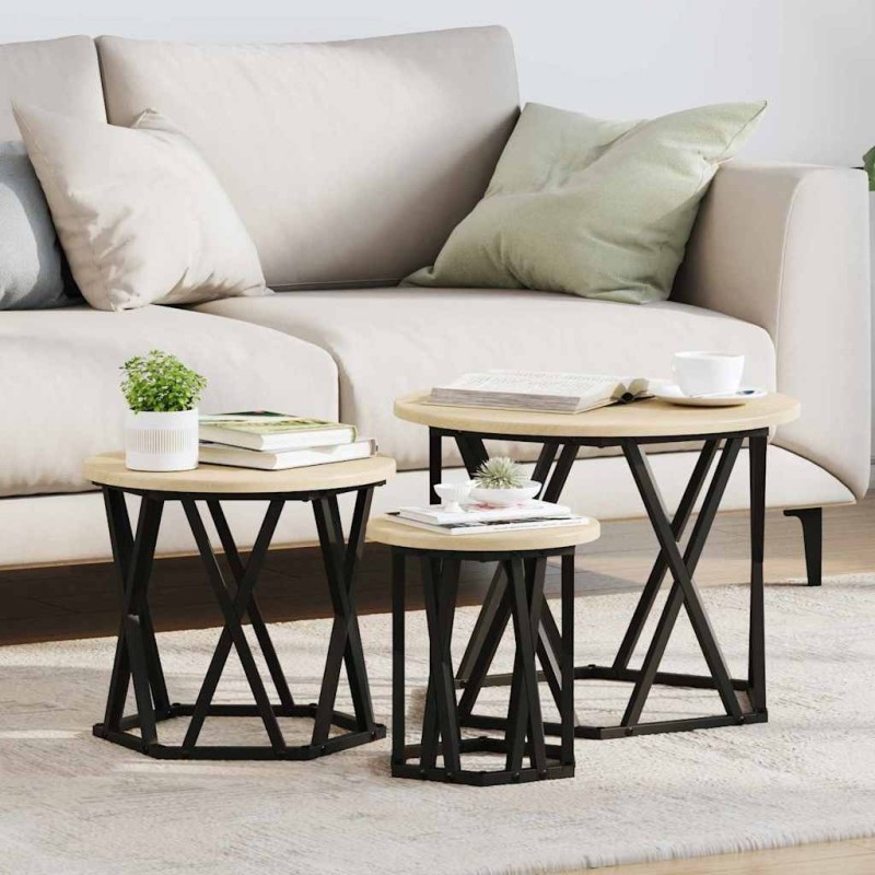 Table d'appoint empilable 3 pcs Chêne Sonoma 581680581680