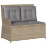 Salon de jardin avec coussins 3 pcs beige résine tressée 581697581697