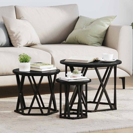 Table d'appoint empilable 3 pcs Chêne noir 581702581702