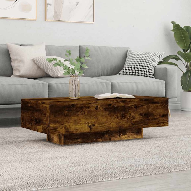 Table basse chêne fumé 100x49,5x31 cm bois d'ingénierie 581714581714