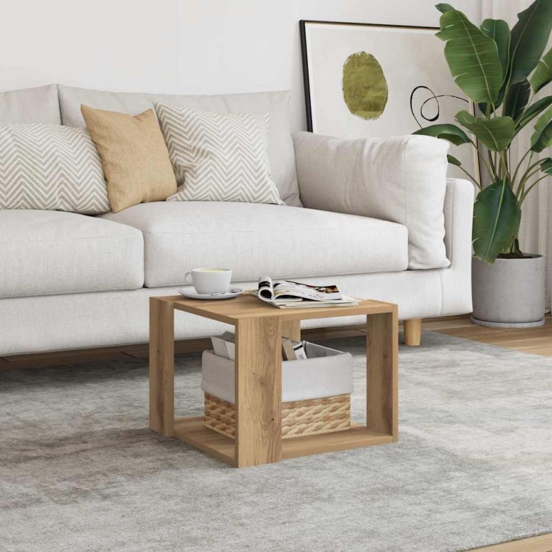 Table basse chêne artisanal 40x40x30 cm bois d'ingénierie 581780581780