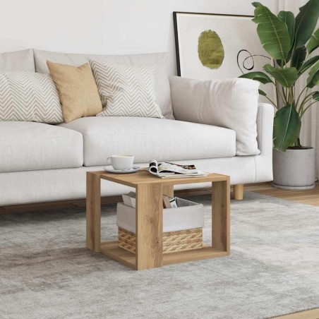 Table basse chêne artisanal 40x40x30 cm bois d'ingénierie 581780581780