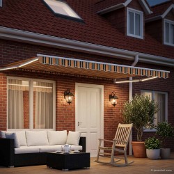 Store rétractable manuel avec LEDs Vert, Jaune, Blanc 4,5 × 3 m 581785581785