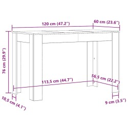 Table à manger Blanc 120x60x76 cm Bois d'ingénierie 581799581799