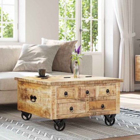 Table basse Bois de manguier brut 70 x 70 x 40 cm 581804581804