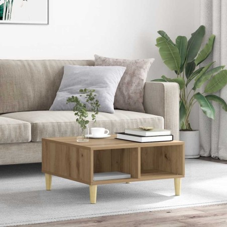 Table basse chêne artisanal 60x60x30 cm bois d'ingénierie 581807581807