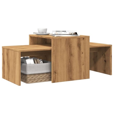 Table basse chêne artisanal 100x48x40 cm bois d'ingénierie 581822581822