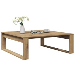 Table basse chêne artisanal 100x100x35 cm bois d'ingénierie 581823581823