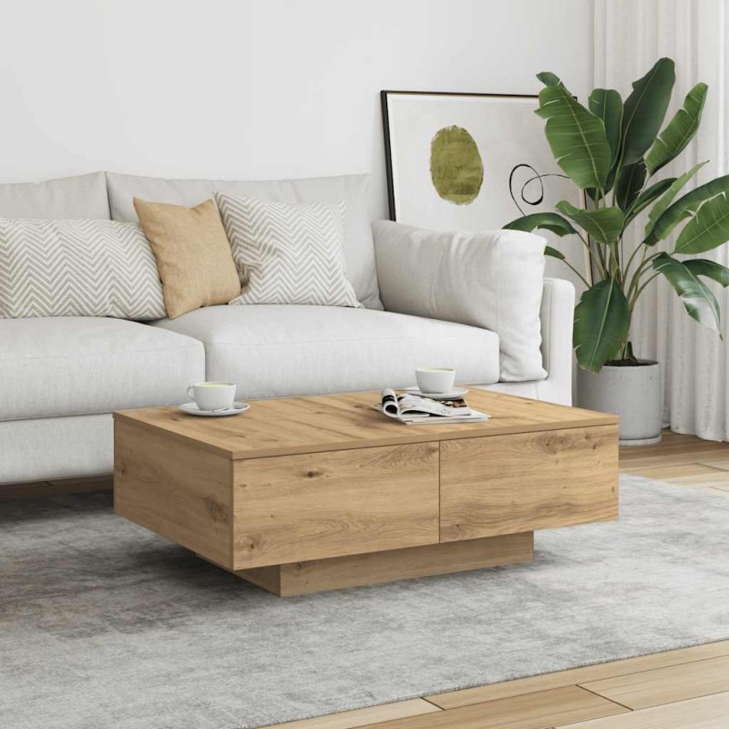 Table basse chêne artisanal 90x60x31 cm bois d'ingénierie 581829581829