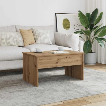 Table basse chêne artisanal 80x50,5x41,5 cm bois d'ingénierie 581832581832