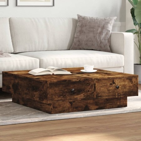 Table basse Chêne fumé 90x90x28 cm Bois d'ingénierie 581835581835