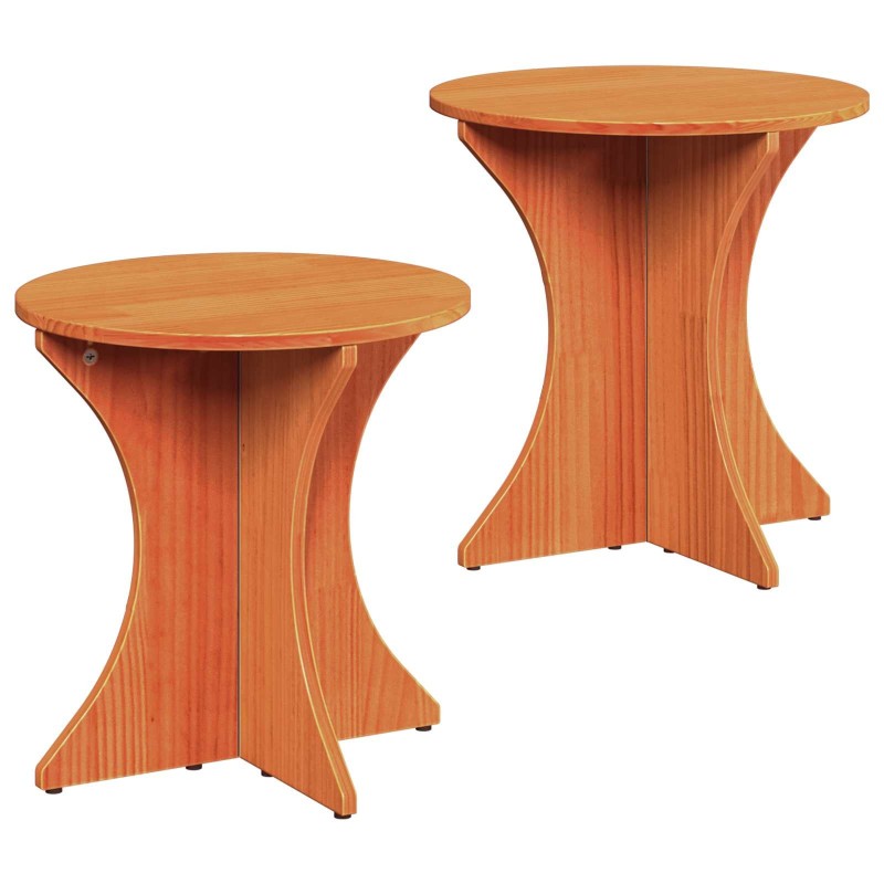 Table basse 2 pcs Brun cire Bois massif en pin 581838581838