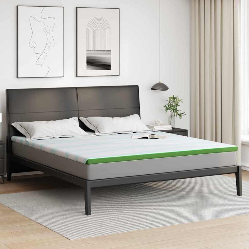 Surmatelas Blanc et vert 180 x 200 cm Tissu Jacquard 581849581849