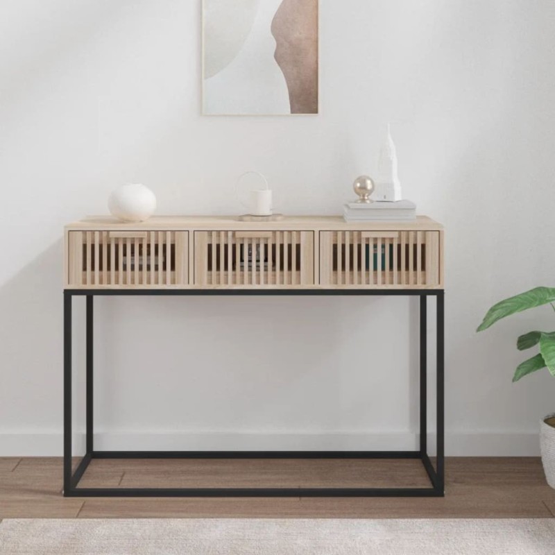 Table console 105x30x75 cm bois d'ingénierie et fer 581851581851