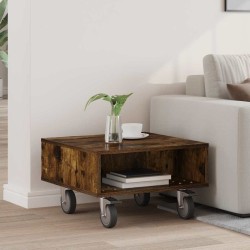 Table d'appoint avec roues Chêne fumé 50,5 x 50 x 30 cm 581855581855