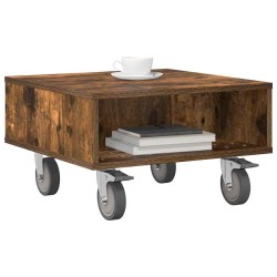 Table d'appoint avec roues Chêne fumé 50,5 x 50 x 30 cm 581855581855