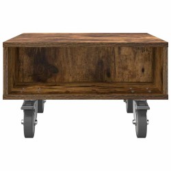 Table d'appoint avec roues Chêne fumé 50,5 x 50 x 30 cm 581855581855