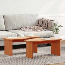 Table basse 2 pcs Brun cire Bois massif en pin 581868581868