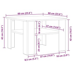 Table basse Blanc 60x60x42 cm Bois d’ingénierie 581881581881