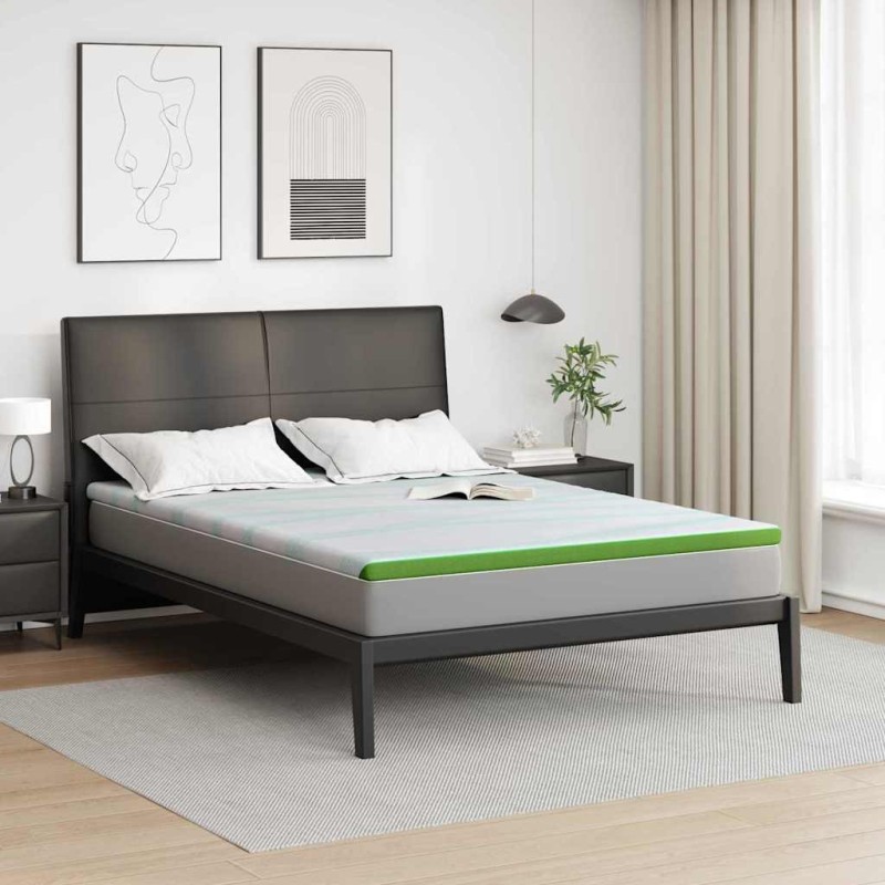 Surmatelas Blanc et vert 160 x 200 cm Tissu Jacquard 581910581910