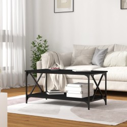 Table basse Noir 100x50x45 cm Bois d'ingénierie et fer 581941581941