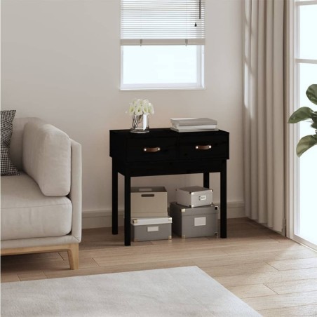 Table console Noir 76,5x40x75 cm Bois massif de pin 581947581947
