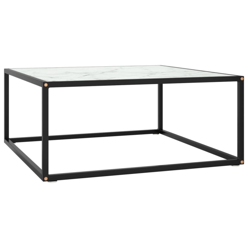 Table basse Noir avec verre marbre blanc 80x80x35 cm 581955581955