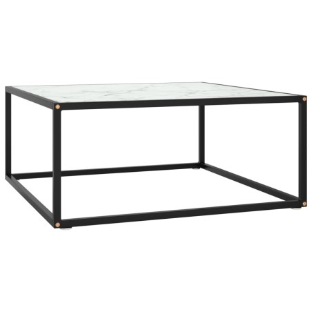 Table basse Noir avec verre marbre blanc 80x80x35 cm 581955581955