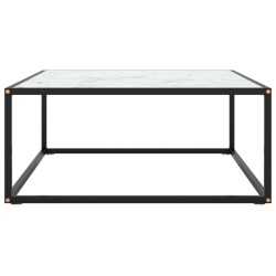 Table basse Noir avec verre marbre blanc 80x80x35 cm 581955581955