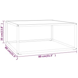 Table basse Noir avec verre marbre blanc 80x80x35 cm 581955581955