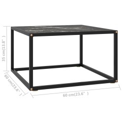 Table basse Noir avec verre marbre noir 60x60x35 cm 581956581956