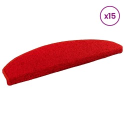 Tapis d'escalier auto-adhésifs 15 pcs Rouge 80 x 24,5 x 3,5 cm 581966581966