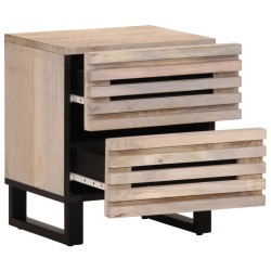 Table de chevet 40x34x46 cm bois de manguier massif blanchi 581967581967