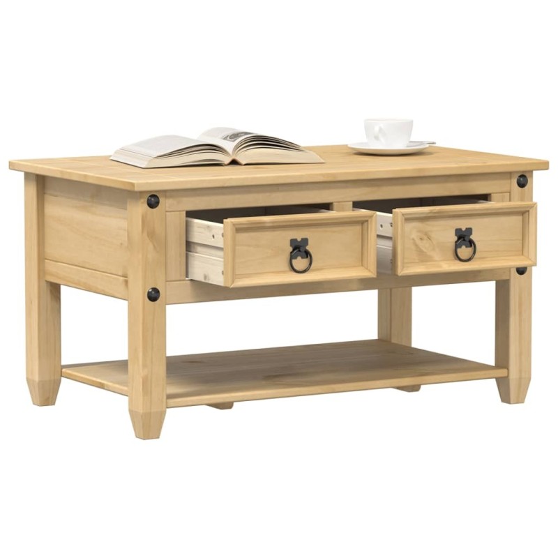 Table basse avec tiroirs Corona 85x50x45 cm bois de pin massif 581969581969